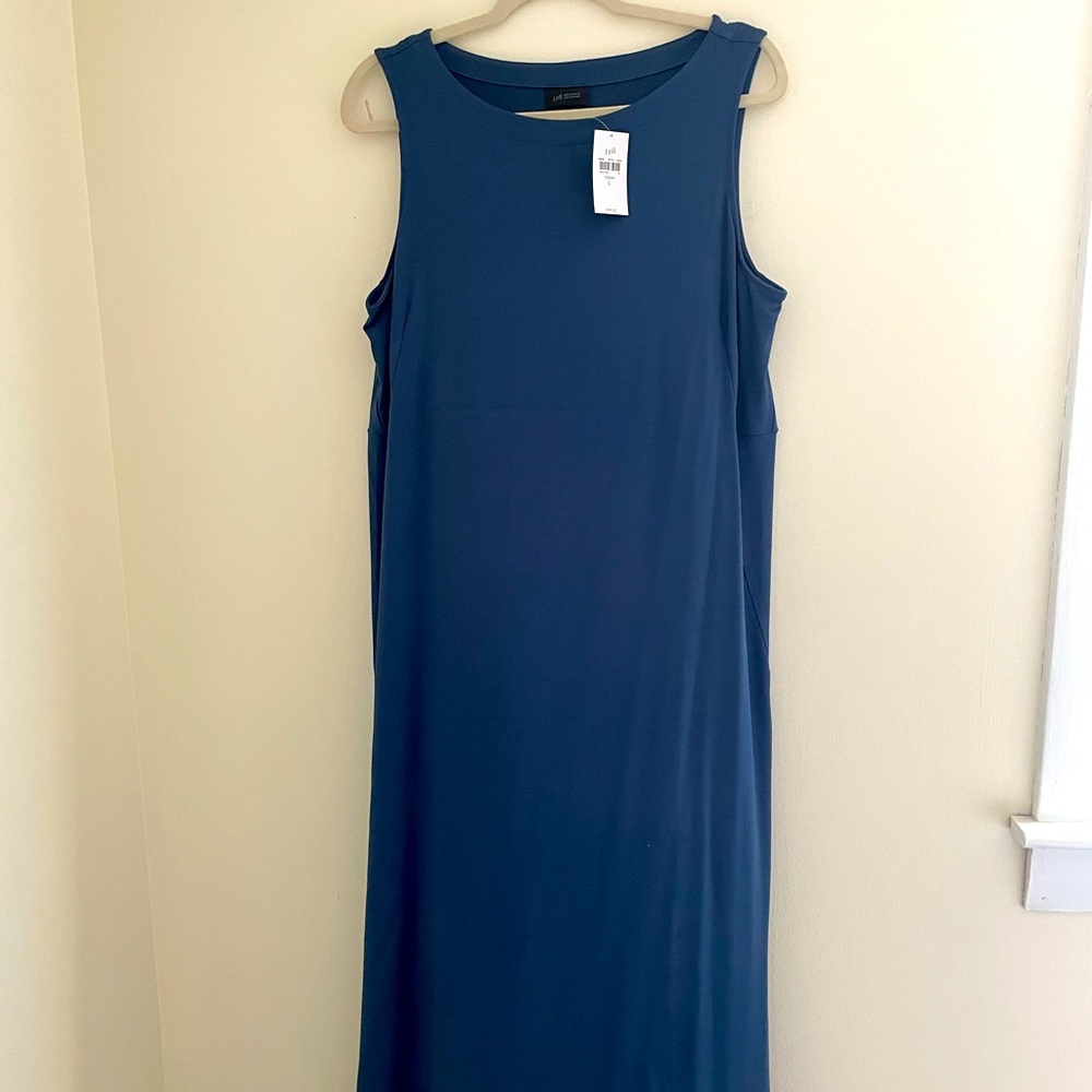 J Jill  Wearever, size L, dress. NWT , blue. 22” pit to pit and 52” long